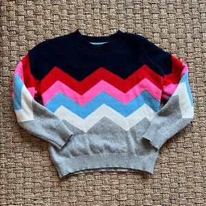 Mini Boden size 6-7 Colorful Chevron Sweater EUC